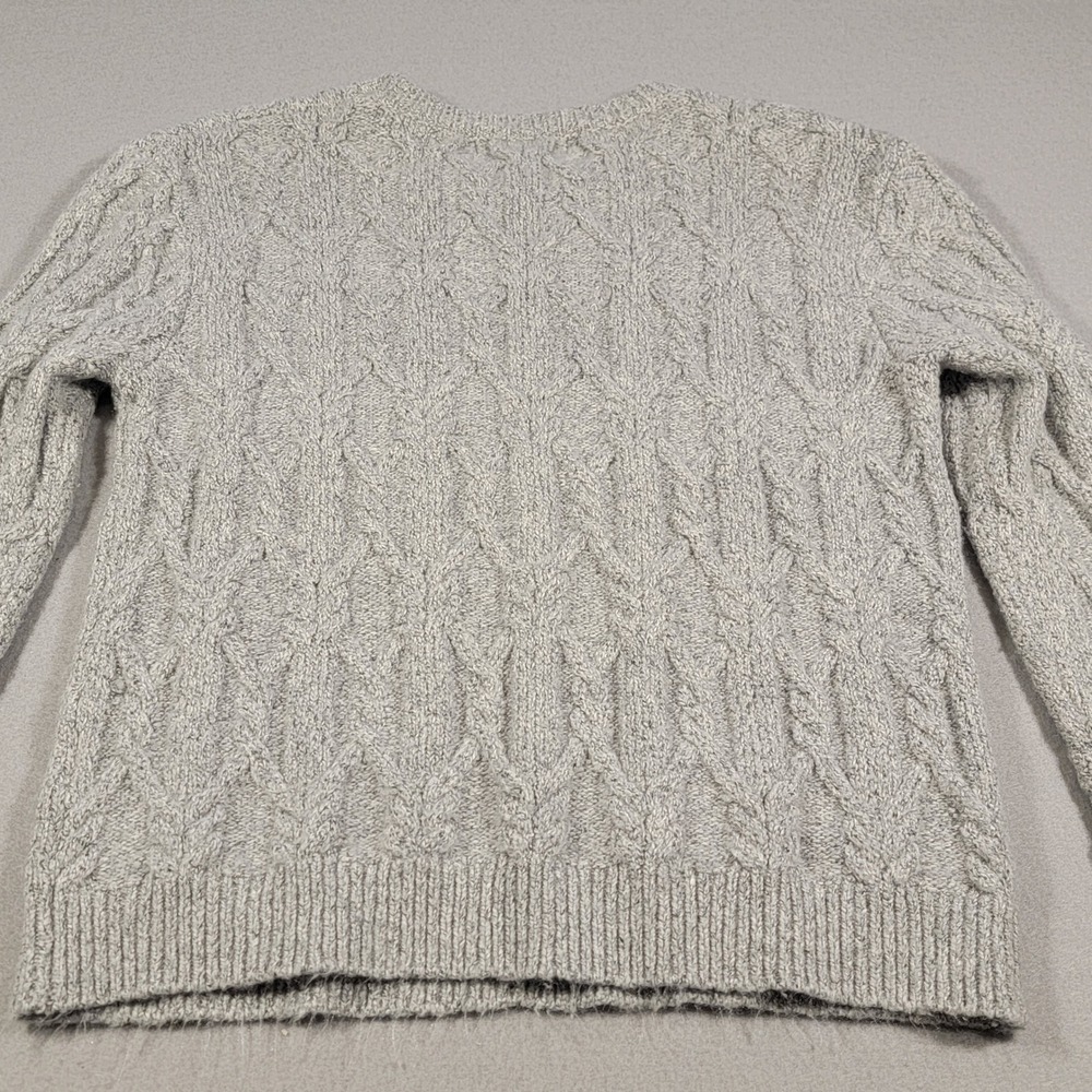 Anthropologie John + Jenn Cable Knit Sweater Women's Size Small Petite Gray - Picture 6 of 10